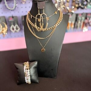 Gold Multi-Layer Necklace Set